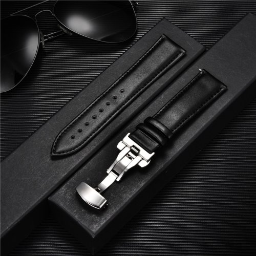 Bild von Elegantes Leder-Uhrenarmband – Schwarz & Braun, 18–24 mm