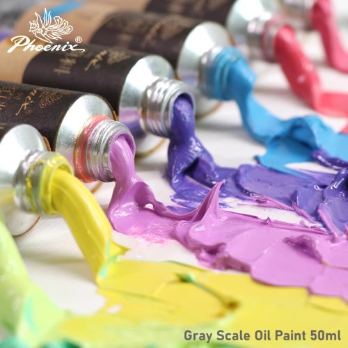 Immagine di Pittura a Olio Phoenix Morandi 50 ml - Scala Grigia, Finitura Opaca, Pigmenti Ricchi e Vernici Non Tossiche per Pittura su Tela, Artigianato e Legno