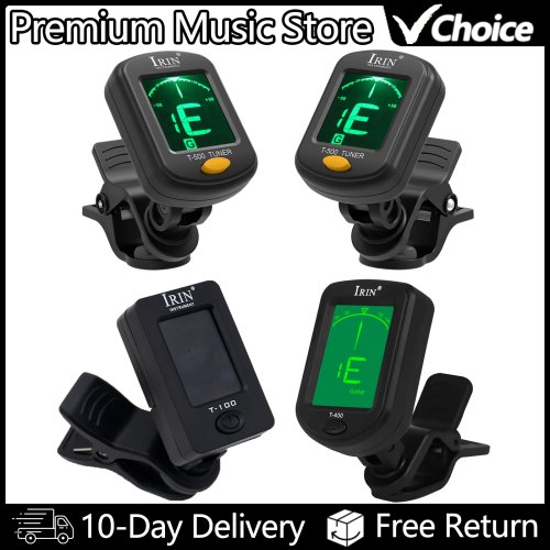 Image of IRIN T-400 & T-500 Digital Clip-On Tuner for Guitar, Ukulele, Bass, Violin, Cello – Universal 360-Degree Rotatable, Sensitive Chromatic Tuning with Backlit Display