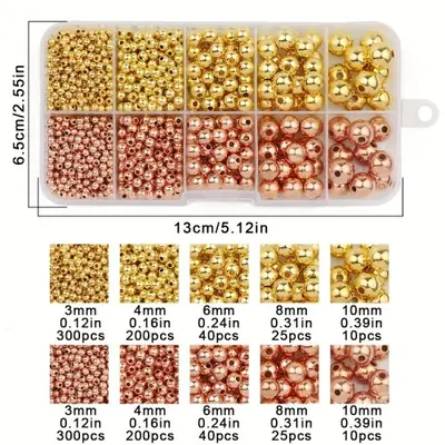 Image de Perles Rondes Or & Argent - Set DIY Bijoux 950 pcs