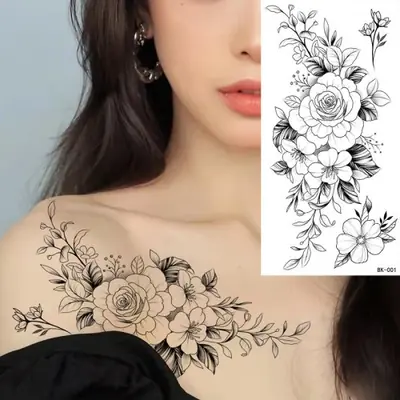 Image de Tatouage Temporaire Étanche Fleurs & Géométrique
