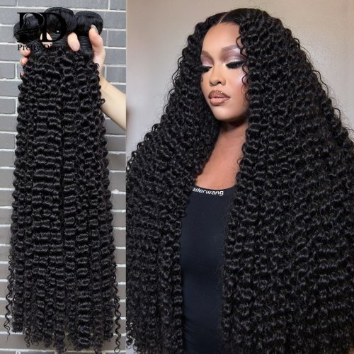 Image of Mongolian Hair Curly Human Hair Bundles 1 3 Jerry Deep Wave Bundles Human Hair 30 32 Inch Burmese Curly  Extensions Bundles