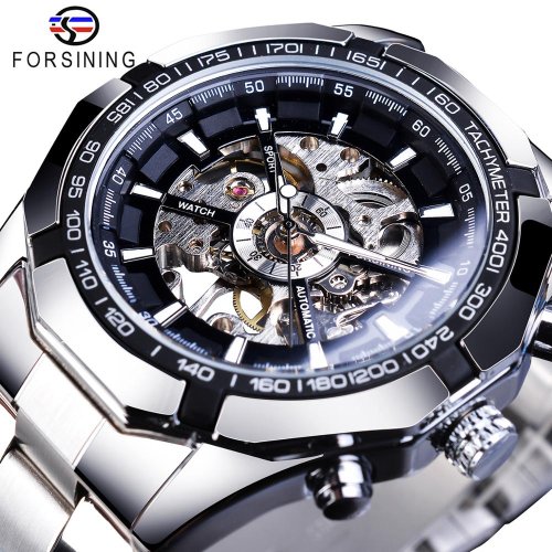 Imagen de Reloj de Pulsera para Hombre con Esqueleto Transparente, Acero Inoxidable, Resistente al Agua y Diseño Deportivo de Lujo 2021