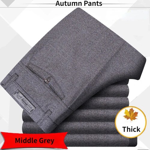 Imagen de Pantalones Casuales para Hombre de Otoño y Verano, Rectos y Largos, Color Sólido, Diseño Formal y Elegante, Ideal para Trabajo y Ocasiones Formales