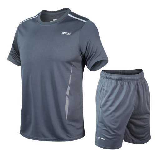 Imagen de CHRLCK-Conjuntos para correr de secado rápido para hombre, camiseta transpirable para senderismo y p...