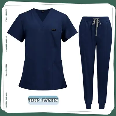 Image de Uniformes médicaux unisexes S-XXL pour hommes et femmes, uniforme de soins infirmiers cliniques, ens...