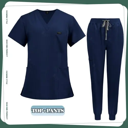 Image de Uniformes médicaux unisexes S-XXL pour hommes et femmes, uniforme de soins infirmiers cliniques, ens...