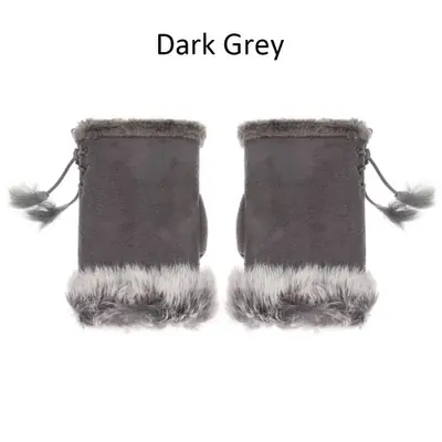 Image de Gants Chauds Sans Doigts en Faux Poils de Lapin