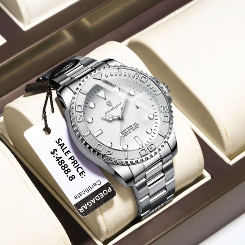 Imagen de Reloj Militar de Lujo para Hombre con Correa de Acero Inoxidable, Fecha Luminosa y Resistente al Agua – Reloj de Cuarzo de Negocios de Alta Calidad