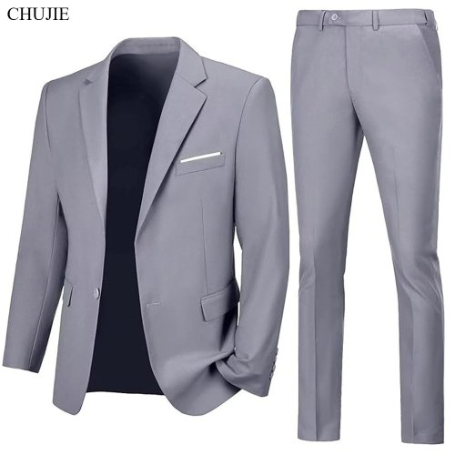 Bild von Eleganter Herren-Anzug-Set 2-teilig: Slim Fit Blazer & Hose – Klassisches Hochzeitskostüm, Moderner Business Look, Komplettes Formelles Outfit 2025