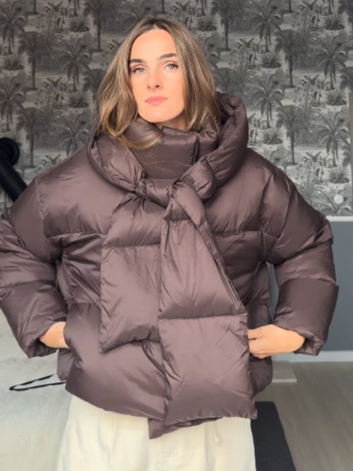 Immagine di Moda cotone giacche con cappuccio per le donne elegante sciarpa colletto alla coreana cappotti a maniche lunghe Lady 2026 nuovo inverno chic tuta sportiva calda