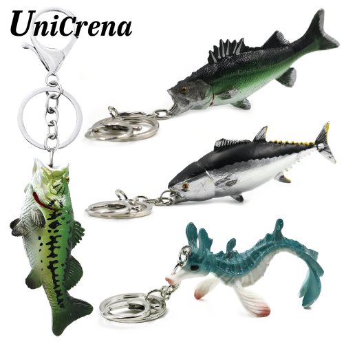 Afbeelding van Vis sleutelhanger creatieve handgemaakte vis model sleutelhanger forel/snapper/tonijn/zalm/bas sleutelhanger vissen thema sleutelhouder accessoire