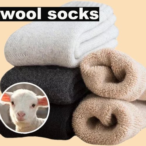 Imagen de Calcetines de Lana Merino Cálidos para Hombre y Mujer, 3 Pares con Diseño de Corazón y Lazo Grueso, Medias de Felpa Resistentes al Frío para Invierno