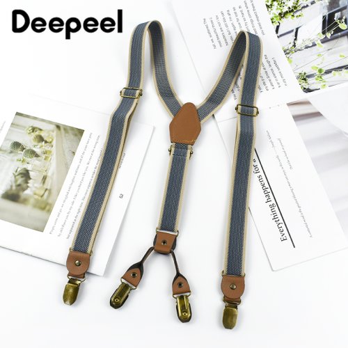 Immagine di Bretelle Retro Unisex in Elastico con 4 Clip Y-Type, Lunghezza 120 cm – Accessorio Casual per Uomo e Donna