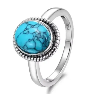 Image de Bague Vintage Argent Sterling avec Pierre de Lune & Onyx Noir