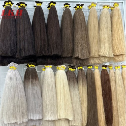 Image of Premium Virgin Real 100% Human Hair Bulk Extensions in Black and 613 Blonde, 12A Grade Unprocessed Straight Hair for Braiding and Weaving
