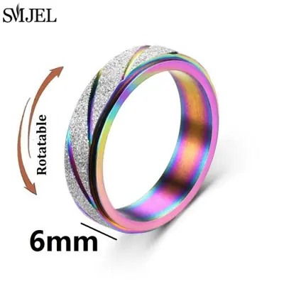 Image de Bague Spinner Anti-Stress en Acier Inoxydable - Or Rose & Argent
