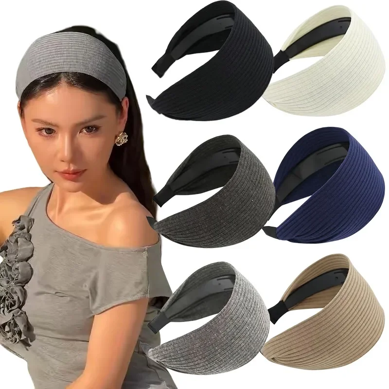 Afbeelding van Natuurlijke Zachte Brede Katoenen Haarband voor Vrouwen en Meisjes – Koreaanse Stijl Effene Tulband met Tanden, Comfortabele Hoofdband en Hoofddeksel Accessoire