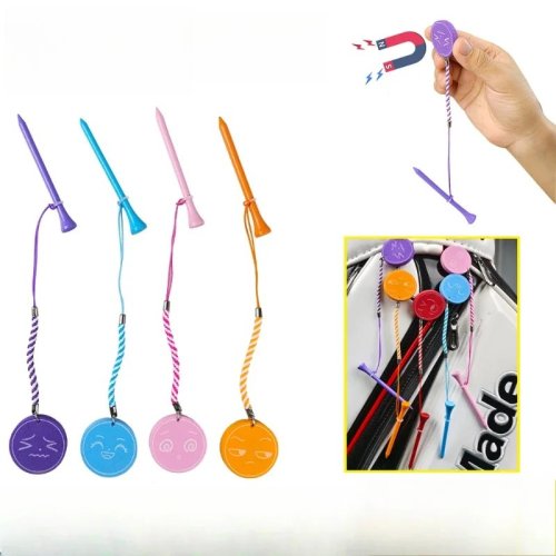 Image of Premium Wooden Golf Tee Set with Magnetic Ball Holder and Rope for Secure Storage – Multi-Use Tees for Practice and Play