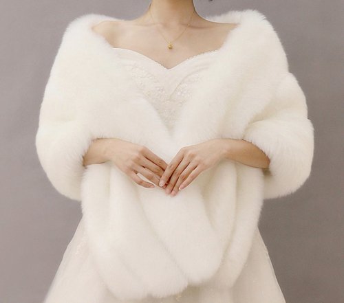Bild von Eleganter Kunstfell-Hochzeitsschal für Braut & Gäste