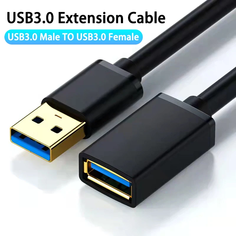 Image of USB 3.0 Extension Cable for Smart TV, PS4, Xbox One, SSD – High-Speed Data Transfer & Charging Cord with Male to Female Connector