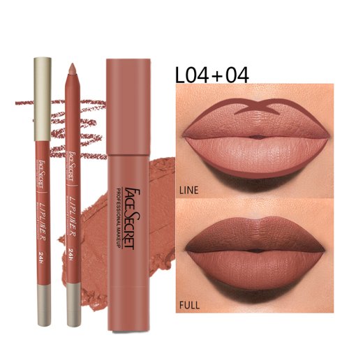 Afbeelding van Matte lipliner- en lippenstiftset, waterdichte, langdurige lipmake-up, zachte matte kleurweergave, make-upcosmetica voor dames
