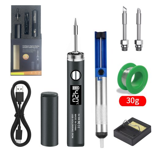 Image of Portable USB Soldering Iron 5V 8W with Rechargeable Lithium Battery – Compact Electric Soldering Tool for DIY Electronics Repair and Welding Projects