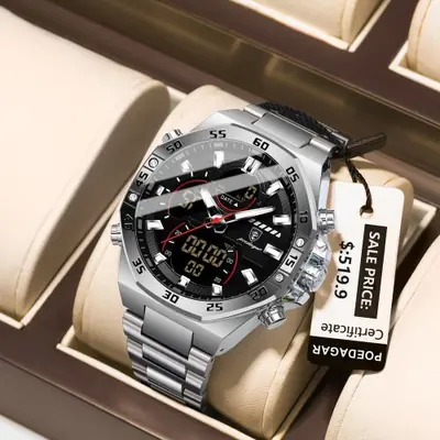 Image de Montre Homme Électronique LED - Étanche & Acier Inoxydable