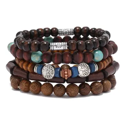 Image de Bracelets Bohème Ethniques - Ensemble 4-5 Pièces en Bois et Perles
