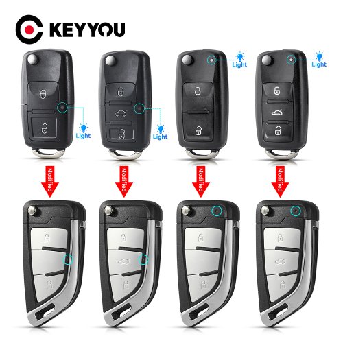Custodia per Chiavi Auto KeyYou in Pelle - Compatibile con Volkswagen e Škoda (Beetle, Golf, Passat, Tiguan, Touran, Polo, Jetta, Caddy, Scirocco) e Modelli B5