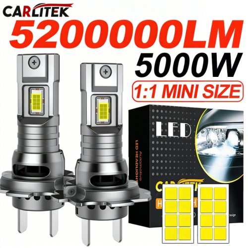 Imagen de Bombilla LED para Faros de Coche H7, H4, H1, H3 - 3000W, 3.200.000 Lúmenes, 6000K, CSP, Mini Inalámbrica, Automática, Turbo LED 12V para Vehículos