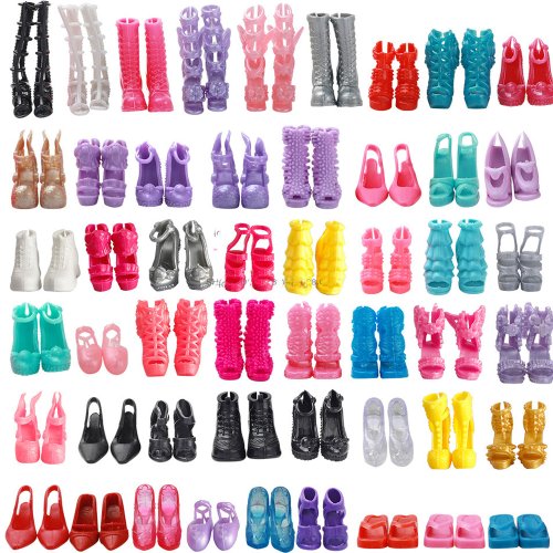 Afbeelding van NK 60 paar mode 11,5 inch pop schoenen voor 30 cm poppen accessoires 1/6 pop laarzen kleurrijke diverse hakken poppen schoenen speelgoed