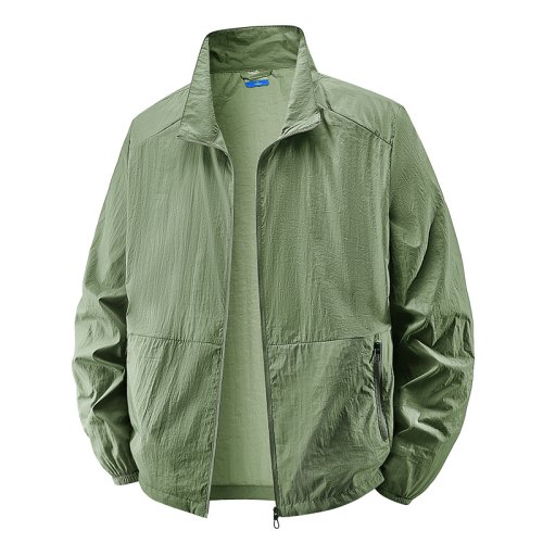 Imagen de Chaqueta de Protección Solar para Hombre, Cortavientos, Primavera Verano, Camisa UV para Exteriores, Cuello Alto Holgado, Abrigo Protector Solar Extra Grande para Pesca
