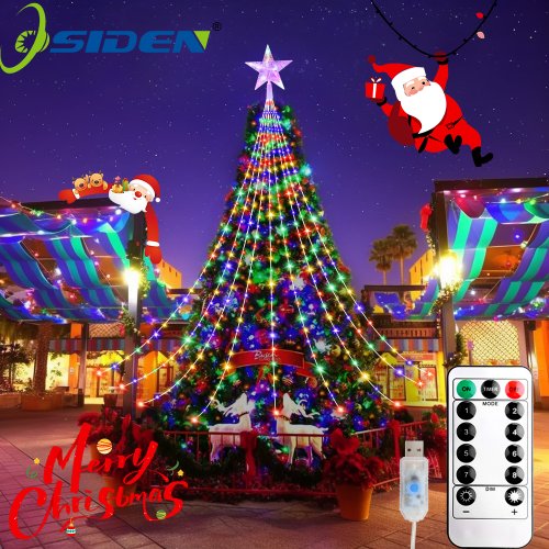 Afbeelding van USB-aangedreven Kerstverlichting met 280 LED's - Waterdichte Kerstwatervallamp met 8 Verlichtingsmodi voor Binnen, Slaapkamer, Bruiloft en Boomdecoratie