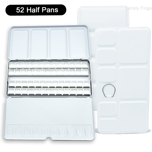 Image de Palette Aquarelle Portable 52 Cases - Métal & Étain