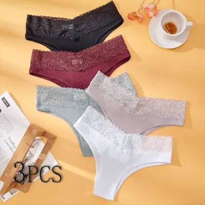 Image de 3 Slips Femme Coton Respirant Sans Couture