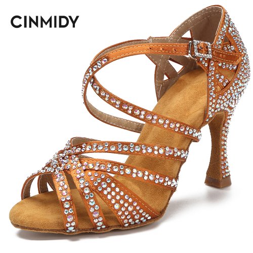 Image of Elegant Rhinestone Women's Dance Shoes for Tango, Salsa, Latin & Ballroom – Soft Sole Heels for Comfortable Performance and Wedding Wear