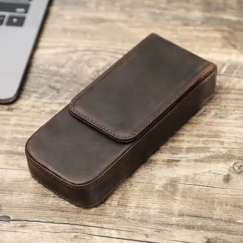 Image de Étui à Stylos Luxe Cuir Véritable - Trousse Élégante & Pratique