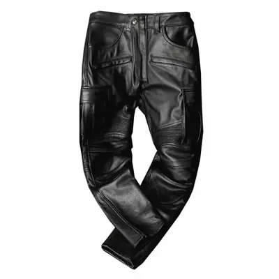 Image de Pantalon Biker en Cuir PU Noir - Style Élégant & Sécurité
