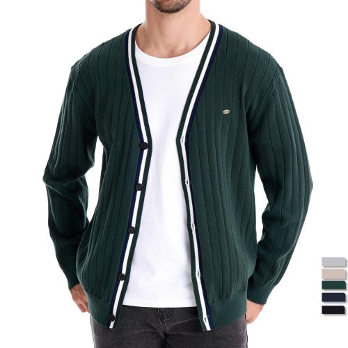 Image de Cardigan Homme Coton Col V Boutonné - Style Décontracté