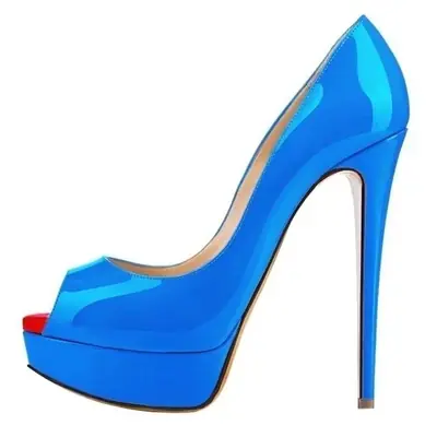 Image de Escarpins Sexy à Talons Hauts 14 cm - Cuir Verni & Bout Ouvert