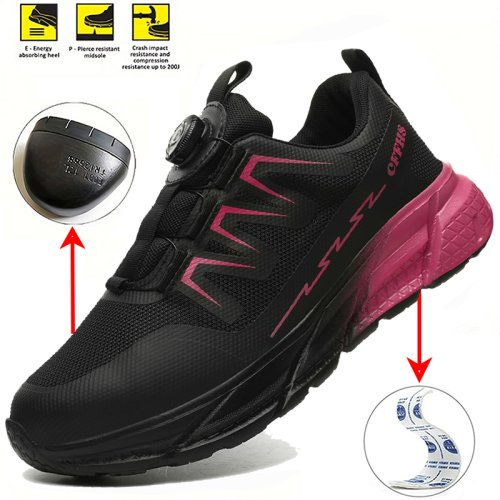 Image of Women Safety Shoes Steel Toe Work Boots Breathable Puncture Proof Sport Work Sneakers Comfortable Construction Security Boots