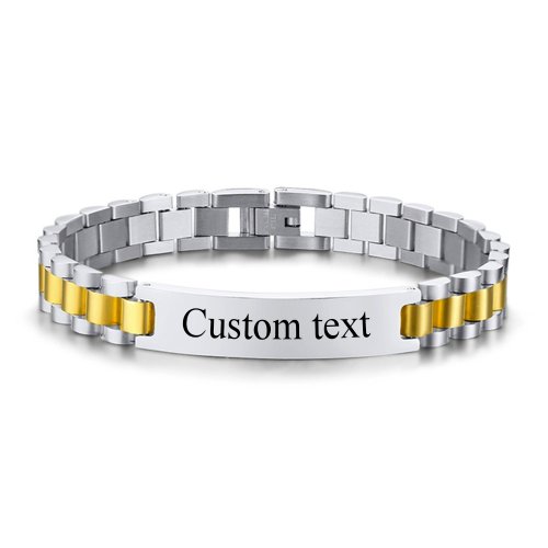 Zdjęcie Personalizowana bransoletka ze stali nierdzewnej z grawerowanym tekstem – idealny prezent dla mężczyzn i kobiet, 12 mm, z możliwością dodania imienia, nazwy lub logo