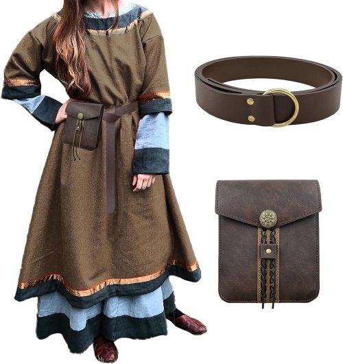 Afbeelding van Middeleeuwse Viking Stijl Riem en Portemonnee Set - Authentieke Accessoires voor LARP, Renaissance Faire, Halloween en Historische Feesten