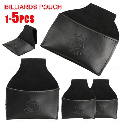 Imagen de Bolsa de cuero para billar negro de 1-5 piezas, soporte para tiza con Clip, accesorios para billar, 9,5x5cm