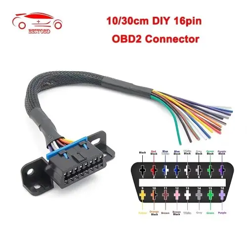 Image de Câble OBD2 16 Broches - Extension 10-30cm