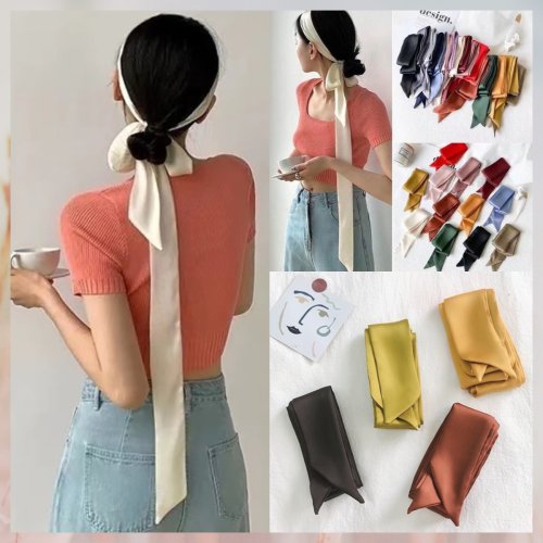 Imagen de Bufanda de Seda Satinada Finamente Tejida 5x200 cm – Pañuelo Elegante para Cuello, Banda para el Pelo y Accesorio Versátil para Mujer