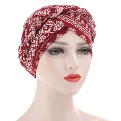 Image de Hijab Bicolore en Coton - Turban Tressé pour Femmes Musulmanes