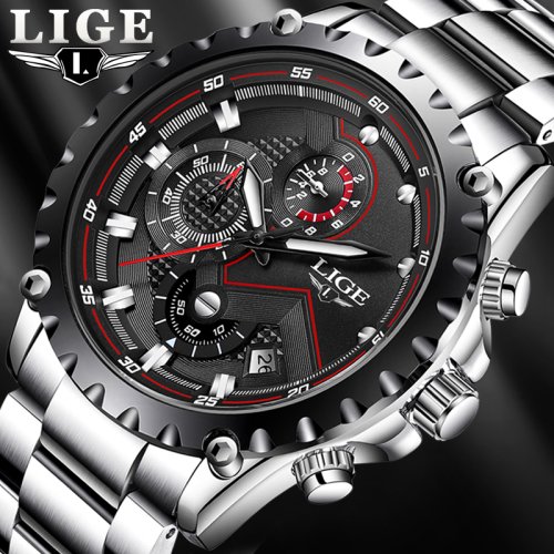 Imagen de Reloj Lige 2024 para Hombre, Reloj de Cuarzo de Lujo con Diseño Moderno, Resistente al Agua, Totalmente de Acero Inoxidable, Ideal para Negocios y Actividades Deportivas