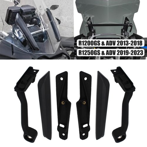 Immagine di Staffa Parabrezza Regolabile per BMW R1250GS, R1200GS, GS R1250, R1200 LC Adventure 2013-2023 - Supporto di Sollevamento con Trim e Striscia Decorativa